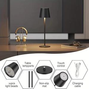 Lámparas de Mesa LED Inalámbricas, 3 Niveles de Intensidad Regulable, Lámpara de Noche Táctil, Lámpara de Escritorio LED Recargable por USB para Habitación, Estudio, Oficina, Bares, Cafeterías - Product Image 6