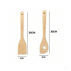 Juego de cuchara y espátula de cocina de bambú ecológico para colección de utensilios de cocina - Product Image 4
