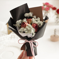 Mini rose véritable préservée, étoiles de bébé, fleur séchée fraîche, petit bouquet éternel pour la maison, photo, cadeau de Nouvel An pour petite amie