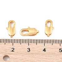 Pandahall SHEGRACE 20 pièces fermoirs de bracelet en laiton plaqué or 18 carats véritable, longue durée de vie, type griffe de homard