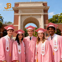 Ensemble de toge et de chapeau de remise de diplôme universitaire rose - Commande en gros pour les événements académiques du lycée et de l'université