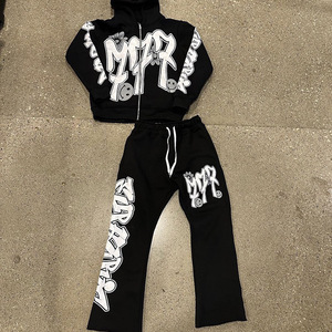 <span class=keywords><strong>Ensemble</strong></span> de survêtement unisexe tendance style européen et américain : Cardigan et pantalon long ample imprimé lettres, idéal pour l'automne et le hip-hop - Product Image 1