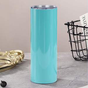 Gobelet isotherme à double paroi en acier inoxydable de 20 oz, vierge pour sublimation, fin et droit, avec couvercle et paille, à paillettes - Product Image 5