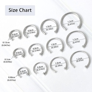 <span class=keywords><strong>Anneau</strong></span> de nez et clous en acier chirurgical 316L en forme de C, <span class=keywords><strong>faux</strong></span> <span class=keywords><strong>piercing</strong></span> sans perçage, clip pour cartilage, boucles d'oreilles hypoallergéniques, bijoux corporels - Product Image 2