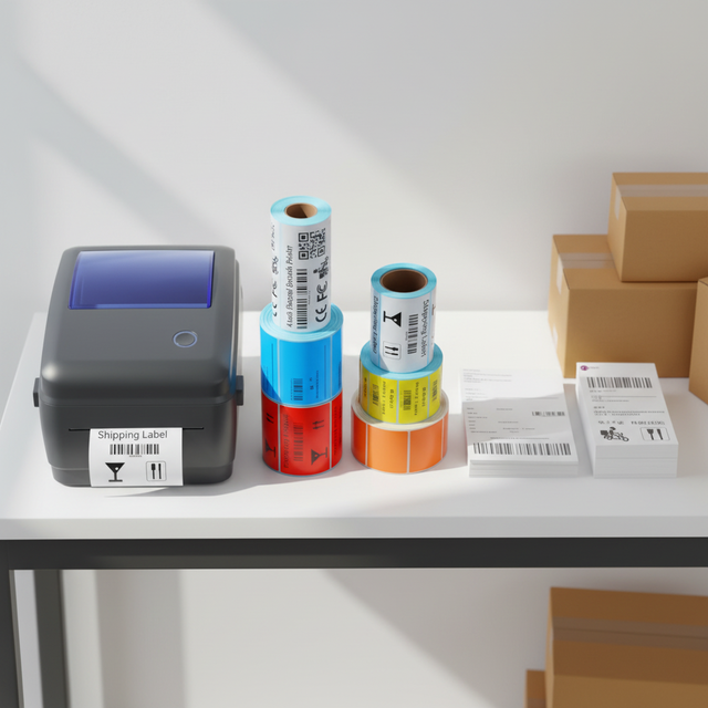 4 Inch Desktop Thermal Label Printer 4x6 Shipping Labels for Fanfold Perforated Direct Thermal Media