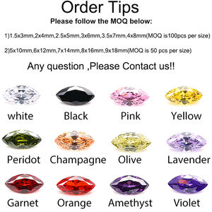 हॉट सेलिंग 5a मार्क्विज कट ढीले cz पत्थर 1.5*3mm-9*18 मिमी गुलाबी काला लैवेंडर शैंपेन कृत्रिम घन ज़िरकोनिया रत्न - Product Image 6