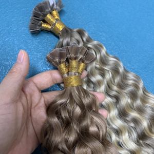 Venta al por mayor de doble dibujado virgen <span class=keywords><strong>brasileño</strong></span> Remy Pelo Rizado punta plana nuevo mercado de destino salones de belleza Peluqueros - Product Image 5