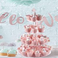 Support à cupcakes transparent en acrylique à 4 niveaux, pliable, emballé dans un carton, pour la présentation d'aliments lors de mariages, fêtes d'anniversaire, magasins ou bars à bonbons