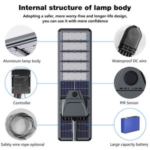 Lámpara <span class=keywords><strong>Solar</strong></span> LED para Exteriores, Todo en Uno, Integrada, Impermeable IP65, de 200W, 300W, 400W, 500W, con Control de Tiempo, Suministro de Fábrica - Product Image 2