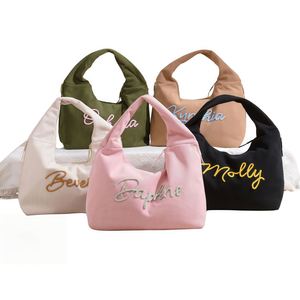Personalized Corduroy Tote Bag, Embroidered Name Handbag, Custom Travel Shoulder Bag with Zipper, Mother's Day, <b>Bridesmaid</b> <b>Gift</b> - Product Image 1