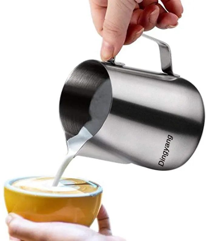 새로운 도착 12oz 350ml 금속 커피 에스프레소 김이 나는 우유 투수 스테인레스 스틸 우유 주전자 컵