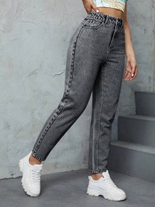 Jean en denim long droit de qualité supérieure pour dames, confortable, mince, style de fête classique, délavé - Product Image 4