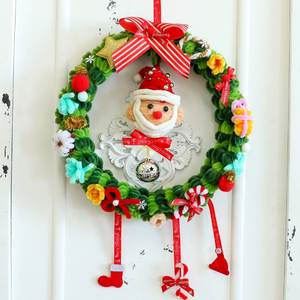Guirlande de Noël en tissu peluche mignonne, Père Noël et Bonhomme de neige, faite à la main, décoration de porte pour les fêtes, maison et vacances - Product Image 1