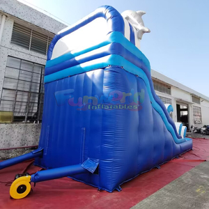 Outdoor party bouncy castle commercial tobogan hinchable inflatable blue dolphin mega slide - Product Image 3