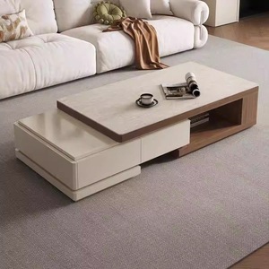 Set di Mobili Moderni per Casa, Lussuosi Armadietti con Cassetti, <span class=keywords><strong>Tavolino</strong></span> da Caffè con Struttura in Legno Massello, Mobile <span class=keywords><strong>TV</strong></span> con Combinazione a Pavimento <span class=keywords><strong>Basso</strong></span> per Soggiorno - Product Image 4