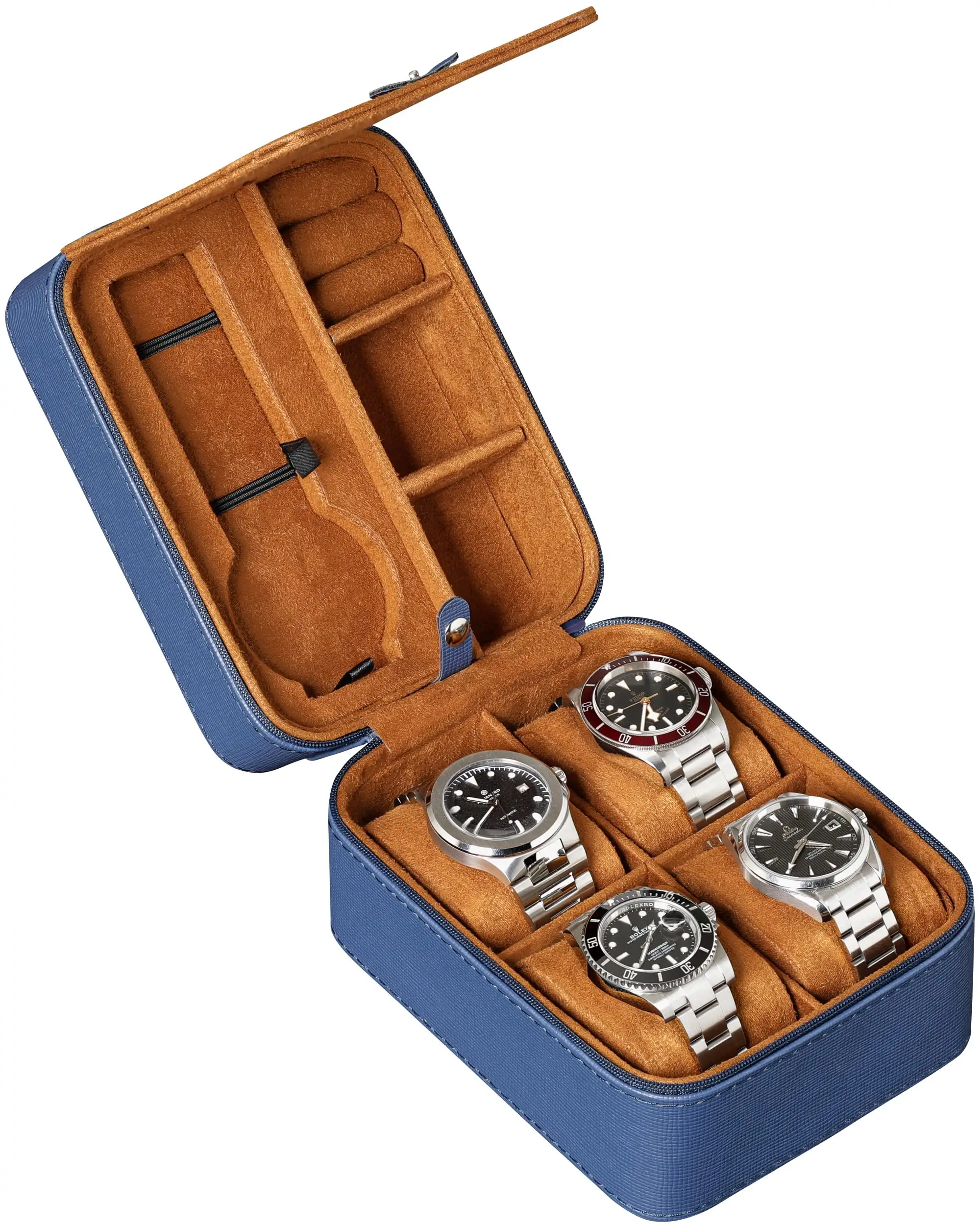 Custom Multi Functional Jewellery Jewelry Watch Storage Organizer Box For 5 Watch Travel Watch Case