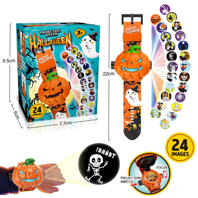 Halloween Children's Flip Watch Educational Toy Projection Patterns Plastic Time-Viewable Wearable ZHENGGUANG ZG-8653 for Ages