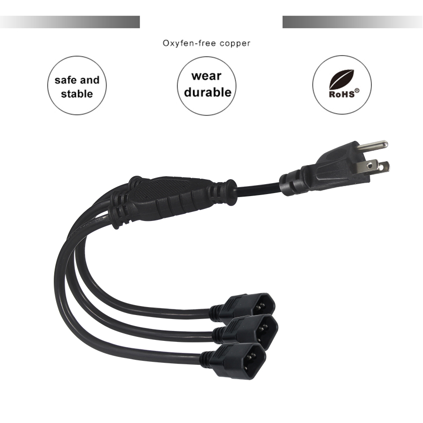 電源ケーブル NEMA 5-15P プラグ - 3 x IEC C14 ケトル用リード線 320