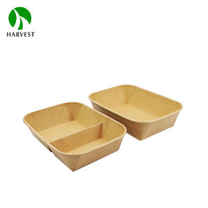 2 תא נייר takeawway ארוחת צהריים מיכל טוגו חד פעמי מלבן קופסה עם מכסה - Product Image 5