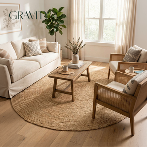 <span class=keywords><strong>Tappeto</strong></span> Moderno Casual in <span class=keywords><strong>Iuta</strong></span> Intrecciata a Mano, <span class=keywords><strong>Rotondo</strong></span> 2,13m, per Camera da Letto o Soggiorno - Product Image 6