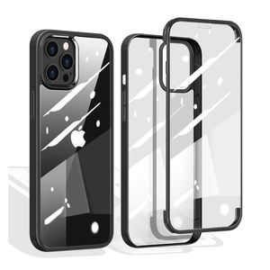 Funda de teléfono de vidrio templado de doble cara para <span class=keywords><strong>iPhone</strong></span>, carcasa frontal + trasera Premium 9H para <span class=keywords><strong>iPhone</strong></span> 13 12 11 Pro Max X XS XR 7 8 <span class=keywords><strong>SE</strong></span> - Product Image 1