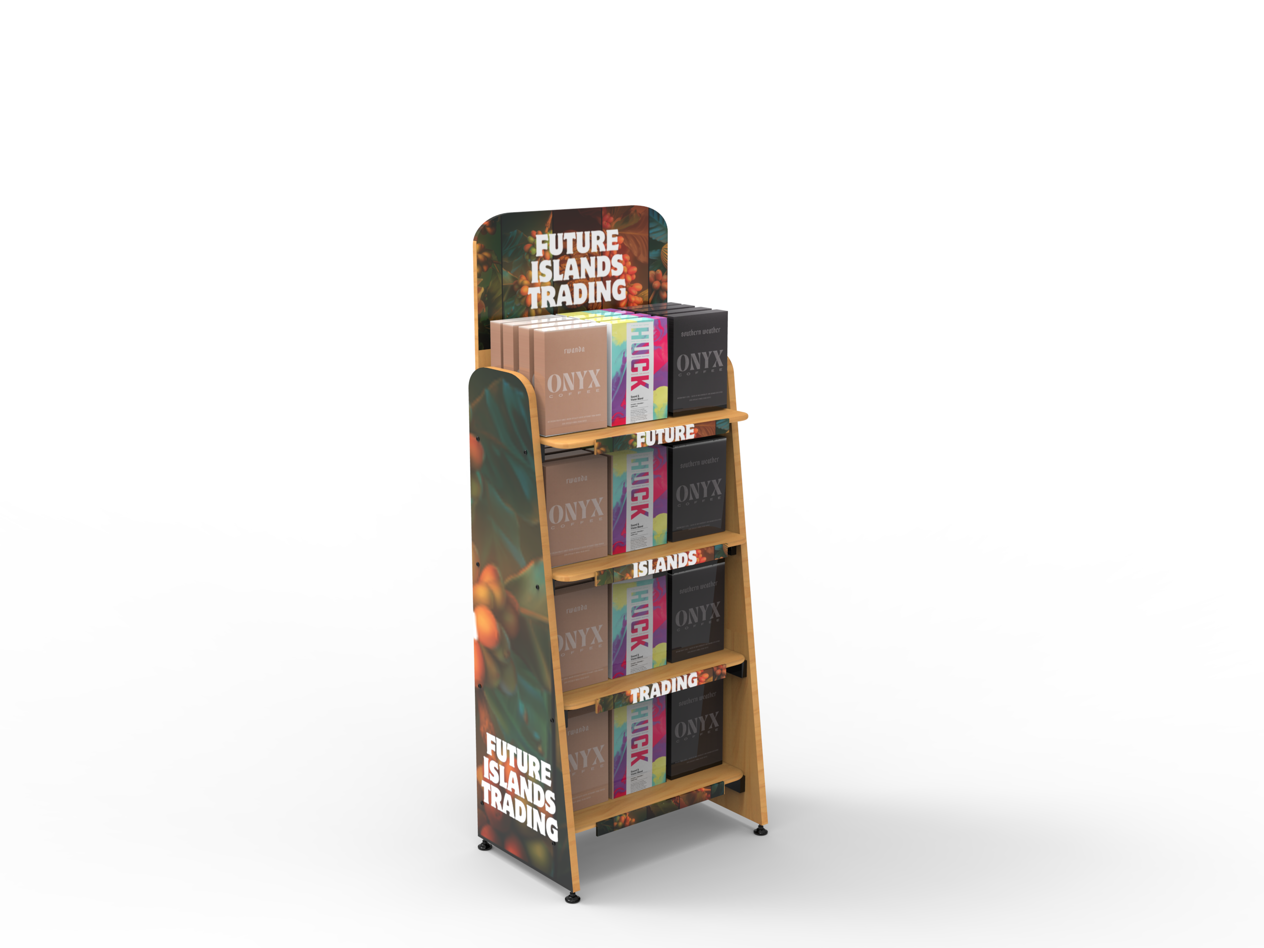 Apache Custom Wooden Single-Sided Coffee Display Stand Rack for Supermarket & Coffee Retail Store — view 4