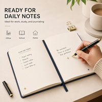 Organisateur/Agenda Premium A5 en Cuir PU Rigide avec Grille Pointillée, Dorure à Chaud, Coins Arrondis et Ruban pour le Travail, l'École et le Journal Quotidien