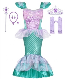Disfraz de <span class=keywords><strong>Sirenita</strong></span> para Niña, Vestido de Princesa para Fiesta de Cumpleaños con Temática de Sirena, Disfraz de Cola de Sirena para Nadar, Disfraz de Halloween - Product Image 5