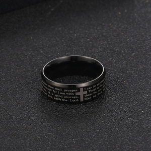 Men's Black Stainless Steel Cross <b>Ring</b> SA1125 Minimalist Jewelry Gift - Product Image 2