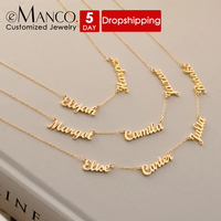 Collier EManco personnalisé avec plusieurs noms, pendentif plaqué or 14 carats, chaîne en câble tendance, cadeau de bijoux pour Noël, anniversaire, fête