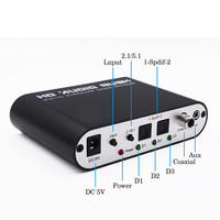 Decodificador de Audio 5.1 CH, SPDIF Coaxial a RCA DTS AC3, Amplificador Digital Óptico, Convertidor Analógico, Amplificador de Audio HD para