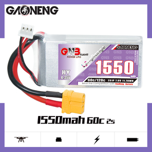 GAONENG GNB 1550MAH 7.6V HV 2S 60C 120C HV XT60 LiPo <b>Battery</b> Soft Pack Long Range FreeStyle FPV LiHV High Voltage - Product Image 2