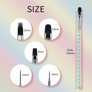 Ensemble de 5 pinceaux professionnels à manche acrylique spiralé coloré haute élasticité pour nail art, avec étui à paillettes, pour gel UV et peinture DIY - Product Image 3
