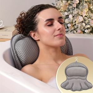 1 oreiller de bain de luxe avec maille 3D respirante <span class=keywords><strong>et</strong></span> ventouse sécurisée |   Appareil de soutien du cou <span class=keywords><strong>et</strong></span> du dos, lavable en machine, pour usage domestique ou en <span class=keywords><strong>spa</strong></span> - Product Image 1