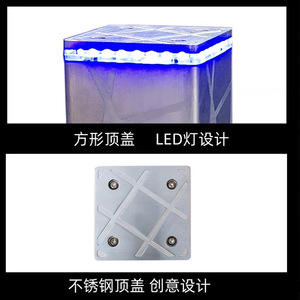 เสาเหล็กสี่เหลี่ยมสแตนเลสแบบติดตั้งบนพื้นพร้อมไฟ LED IP65 สำหรับเตือนการจราจร - Product Image 4