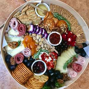 Boîte à grignoter ronde en bois à emporter, plateau à fromage <span class=keywords><strong>brie</strong></span>, fruits, viandes, avec logo personnalisé - Product Image 4