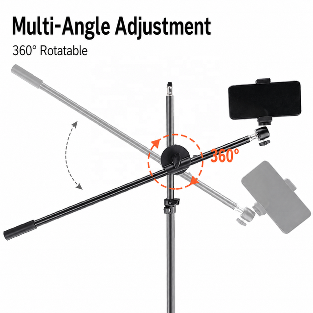 Overhead Camera Mount Arm Stand, 610mm Metal Crossbar Tripod Boom Arm for Phone Live Streaming Photography Lighting Holder