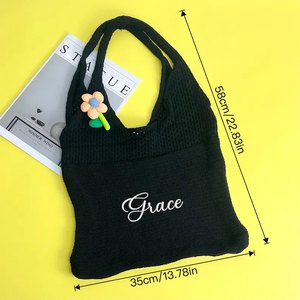 Borsa a <span class=keywords><strong>tracolla</strong></span> con Logo personalizzato in maglia di lusso fatta a mano da donna per la spiaggia estiva - Product Image 2