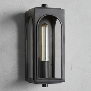 Applique d'extérieur style designer américain Arhaus Palladian Villa Laiton massif Verre clair Laiton antique Bronze Applique d'intérieur - Product Image 4