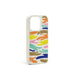 Funda de Teléfono Bordada con Cuentas de Vidrio Hechas a Mano, Tema de Ángel, Patrón Abstracto Colorido, Rectangular, de Tela - Product Image 1