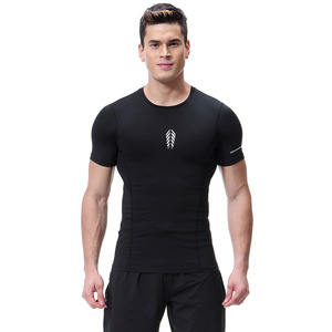 Tops deportivos de manga corta personalizados, ropa deportiva de compresión para hombre con ajuste seco sin costuras, mallas de gimnasio para hombre, ropa deportiva para gimnasio - Product Image 1