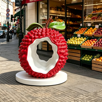 Sculpture géante en fibre de verre en forme de litchi, cadre photo creux surdimensionné, statue pour parc à thème fruitier, centre commercial, place commerciale