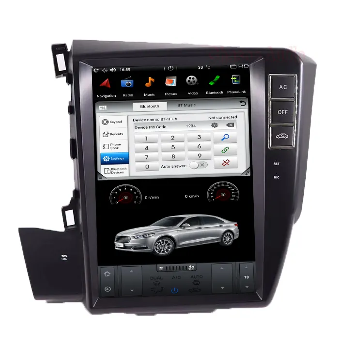 Lecteur Dvd multimédia vidéo automatique avec écran tactile HD de 10.4 pouces, système Android 9.0 pour Honda Civic 2012 4 + 64 go Carplay + Dsp, pièces automobiles