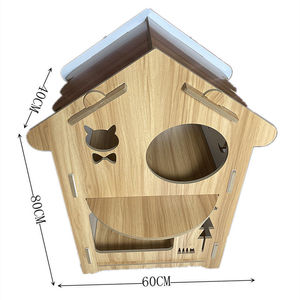 Maison en bois moderne résistante aux intempéries pour chat, avec montage facile et fermeture à bouton, vis pour animaux de compagnie OEM - Product Image 4