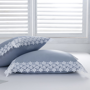Juego de Ropa de Cama Nórdico Simple de Color Sólido con Borde de Encaje, Modal 100% Poliéster, Juego de Funda Nórdica de Lujo de Tres Piezas para Todas las Temporadas - Product Image 5