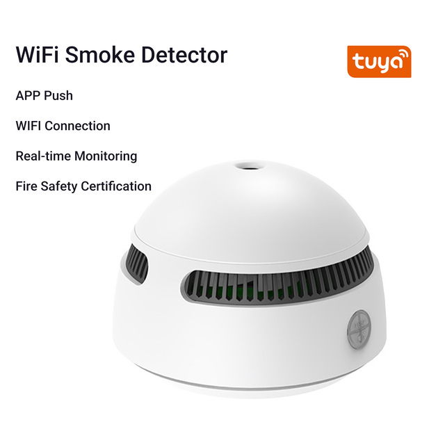 Tuya Wi-Fi UL Certified Photoelectric Smoke Detector Alarm with High Decibel Alarm , Supports Remote Alarm Via App