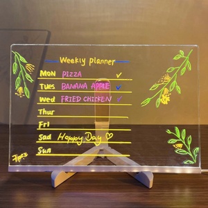 Tableau de dessin lumineux LED, jouet, veilleuse, tableau de messages, tableau à dessin en acrylique avec 7 stylos colorés effaçables pour enfants - Product Image 5