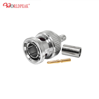 Connecteur de câble coaxial RF à sertir 50 ohms, fiche mâle BNC droite plaquée argent pour câble coaxial ST212