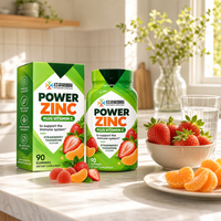 Complément alimentaire personnalisé OEM ODM sous marque privée : Gummies au zinc et vitamine C, 90 unités, saveur fraise et mandarine, avec support de documentation