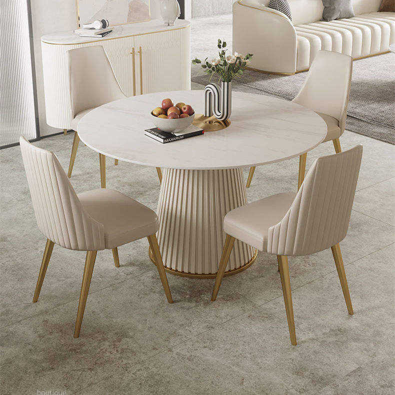 Round Buildimg Names Modern Round Dining Table Sintered Stone Stainless Steel Base ...